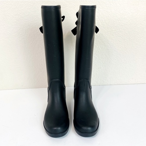 Coach Tristee Matte Black Tall Rain Boots Size 7 - Picture 3 of 6